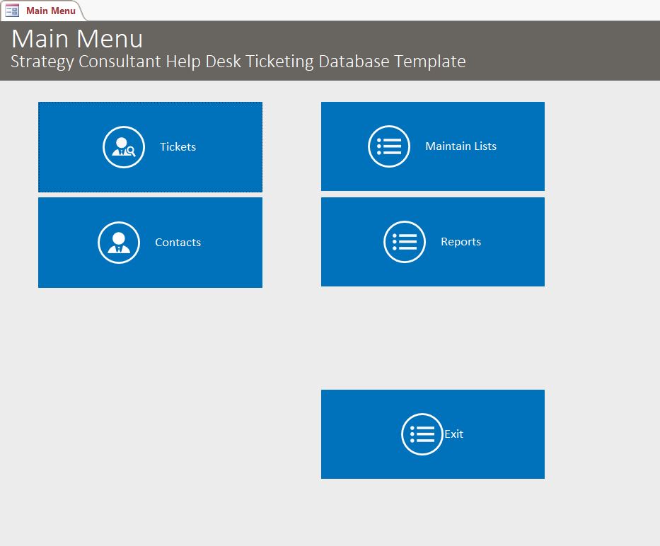 Strategy Consultant Help Desk Ticket Tracking Template | Tracking Database